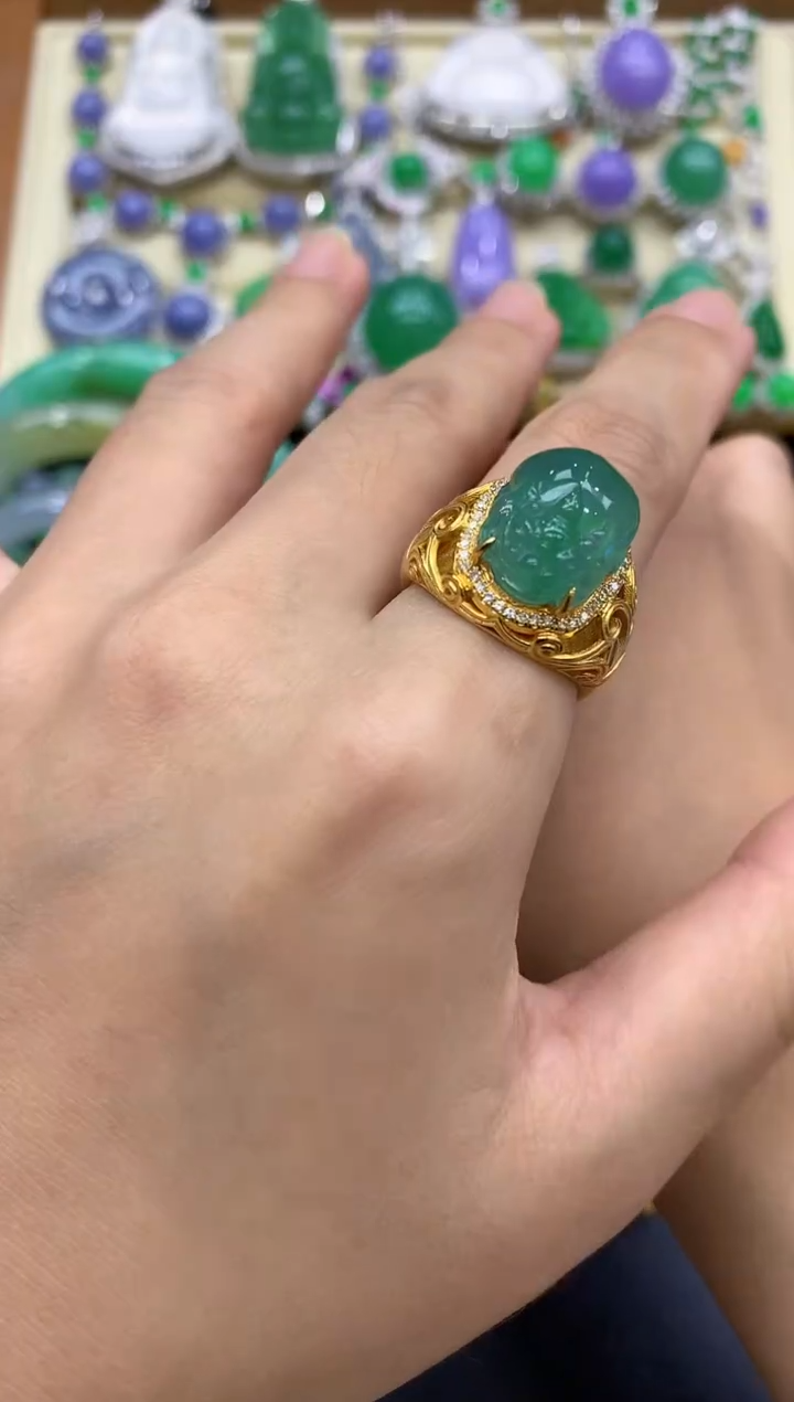 翡翠戒指18K金镶嵌339-中国好珍宝