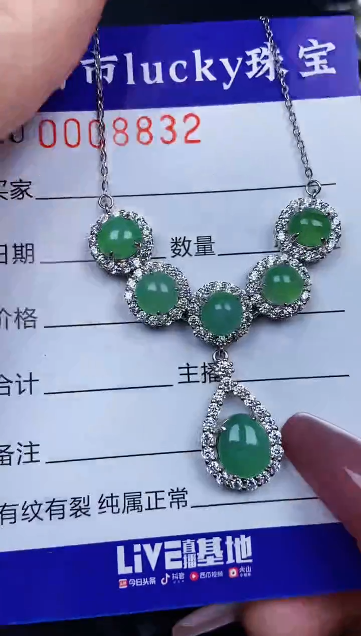 翡翠银S925镶嵌颈饰8832