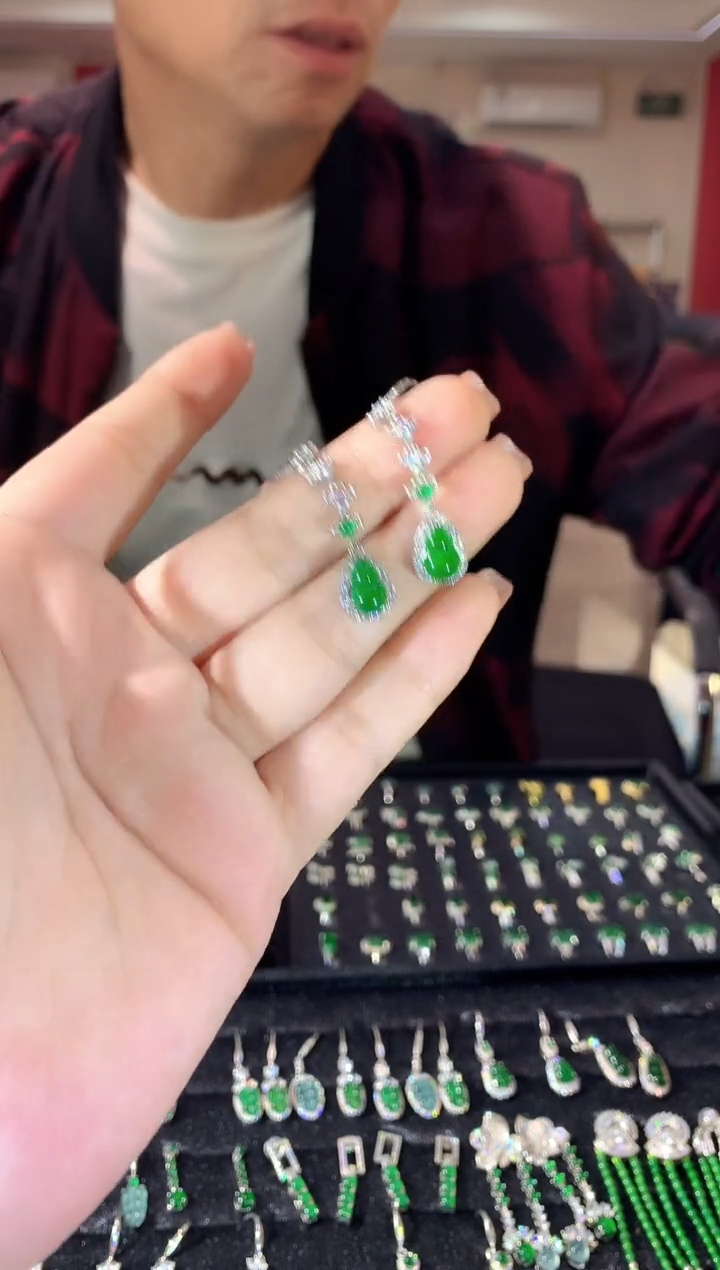 【闪购商品】翡翠银S925镶嵌耳饰210zgc时尚