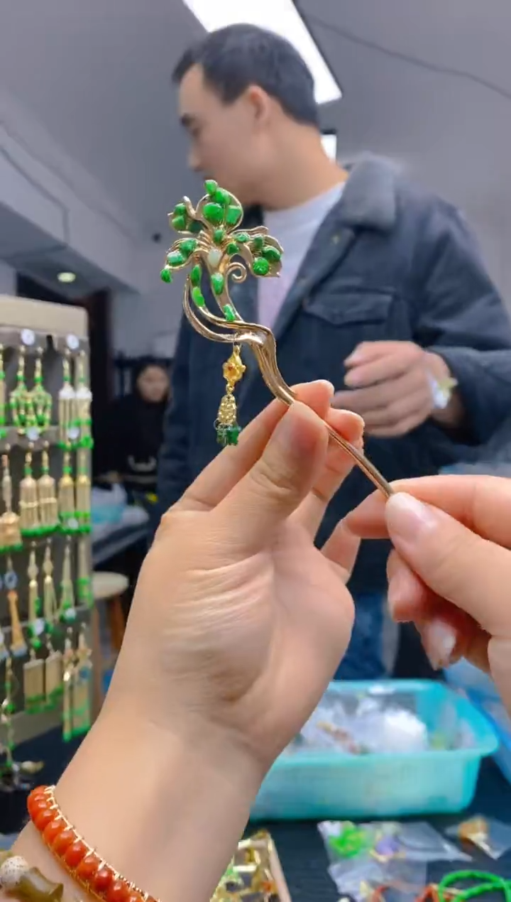 【闪购商品】翡翠耳饰合金0239翡翠发簪