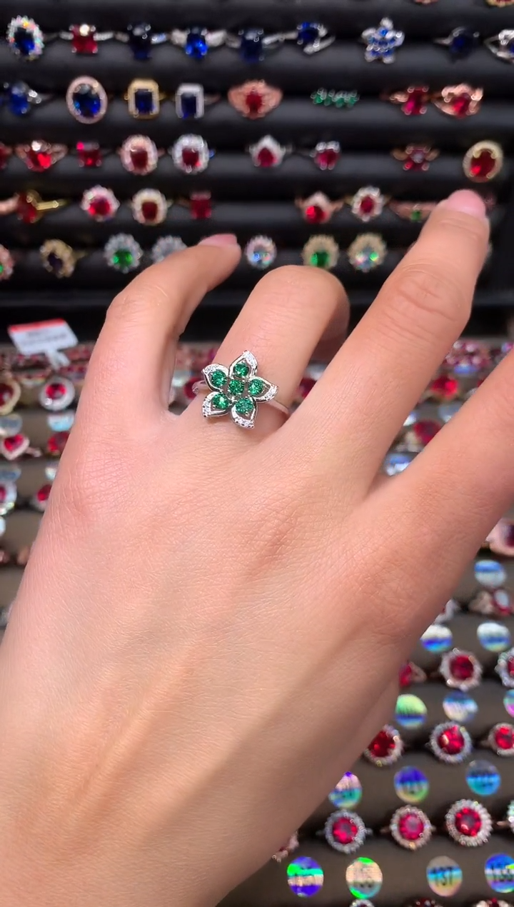 【闪购商品】透辉石戒指银S925镶嵌1