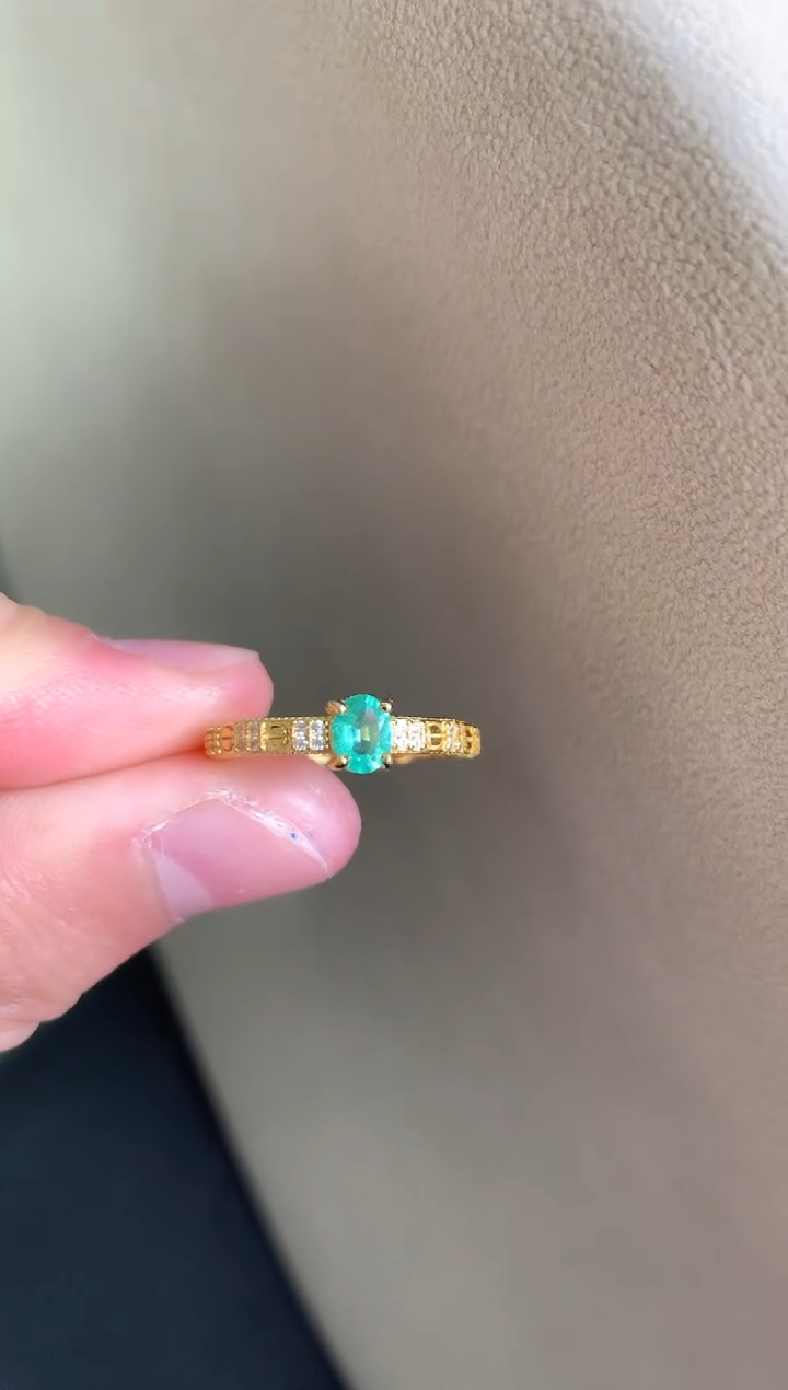 银S925镶嵌戒指祖母绿戒指