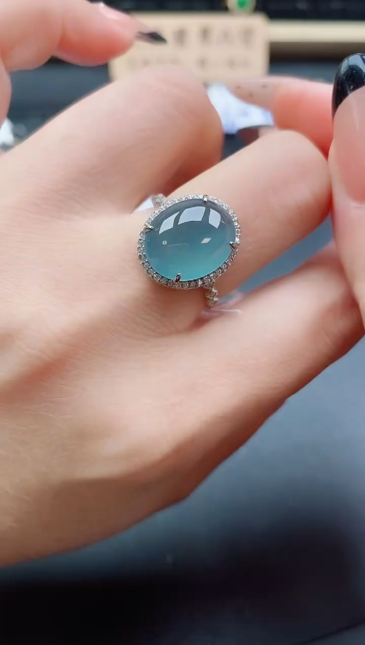 银S925镶嵌戒指翡翠1