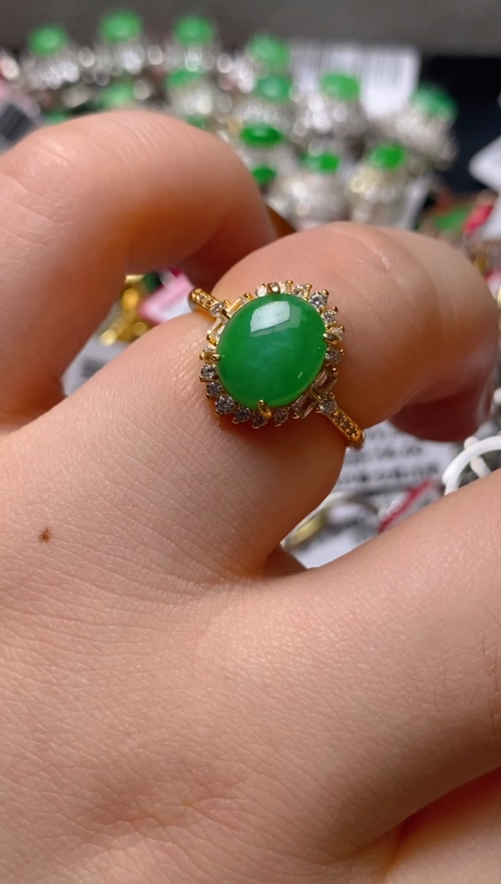 银S925镶嵌戒指翡翠百内无证书