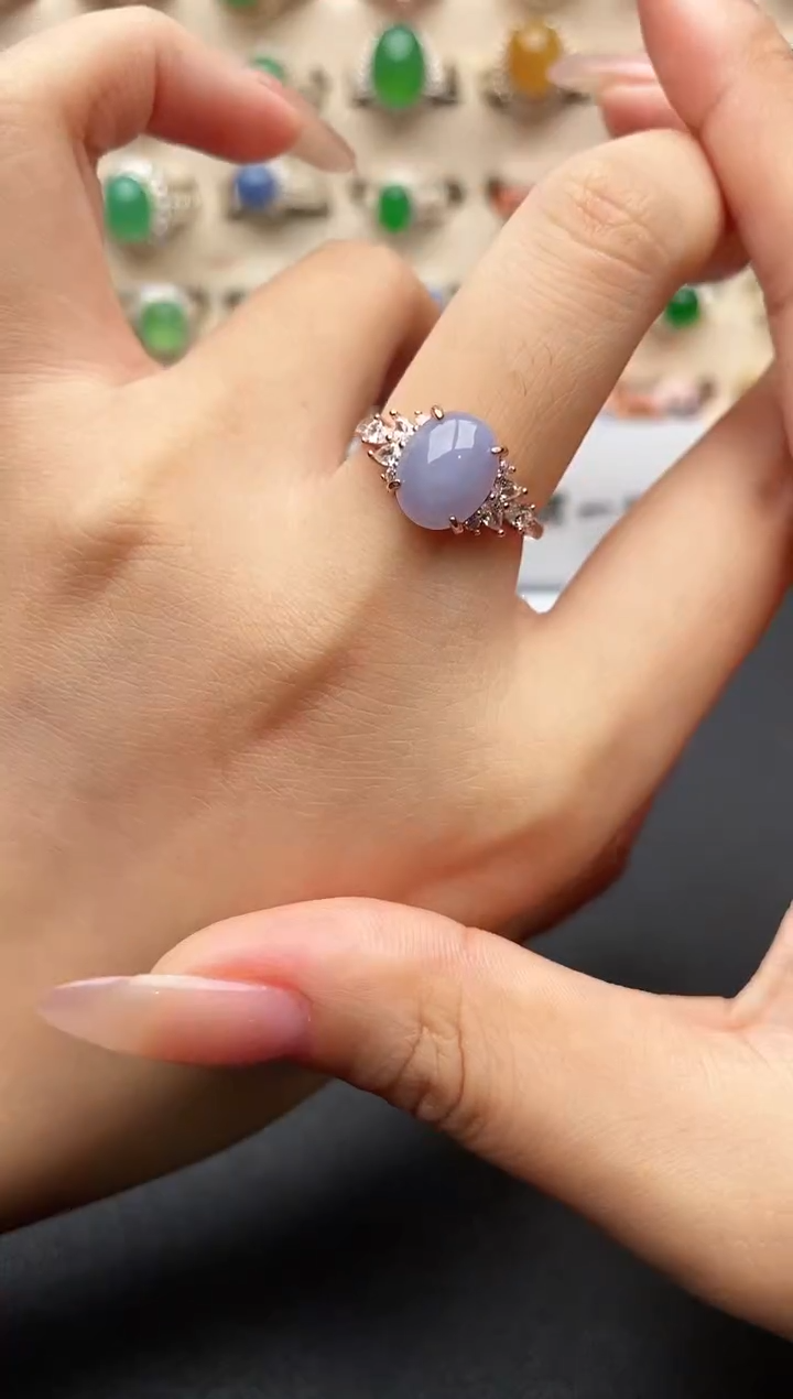 银S925镶嵌戒指翡翠一物一证一礼盒