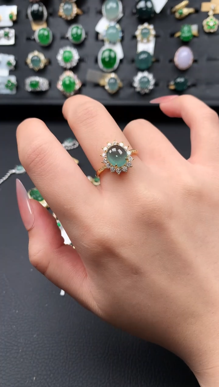 【闪购商品】翡翠戒指银S925镶嵌512341