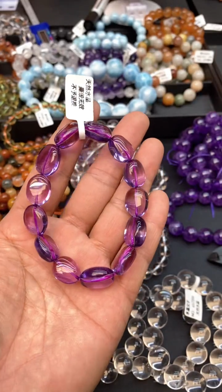 水晶手串未镶嵌30紫水糖豆