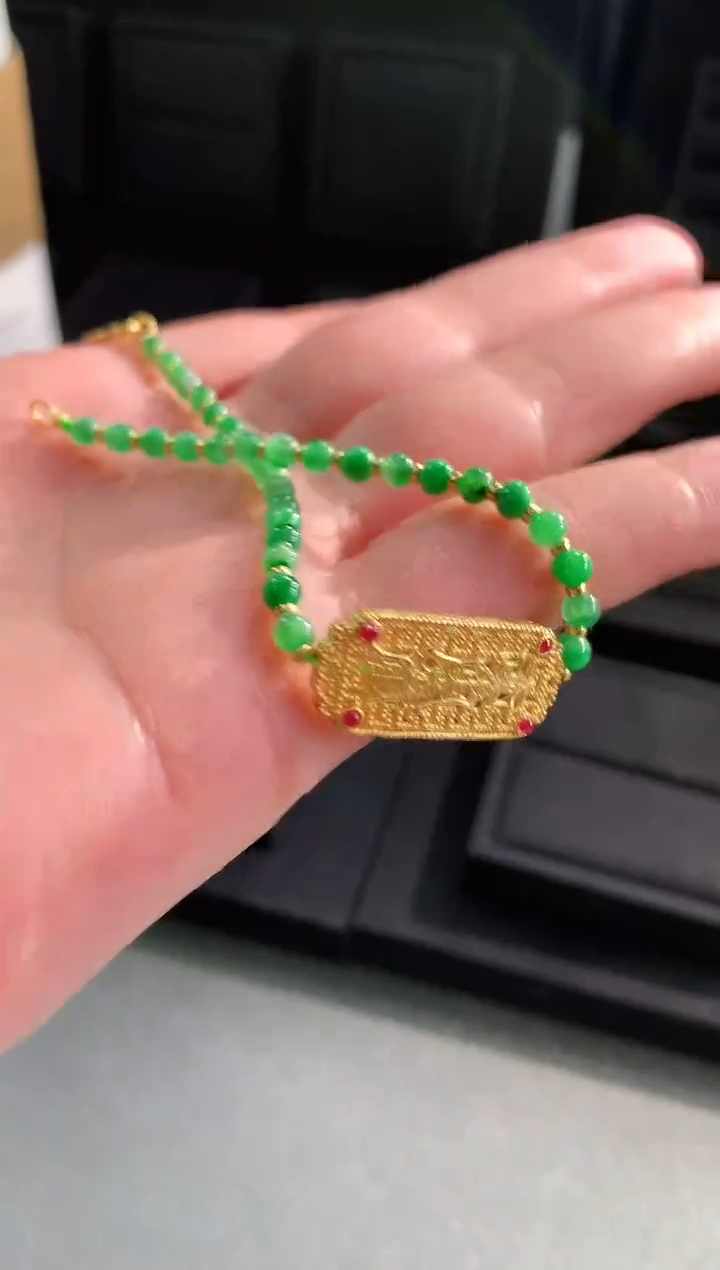 【闪购商品】翡翠手链18K金镶嵌手链2