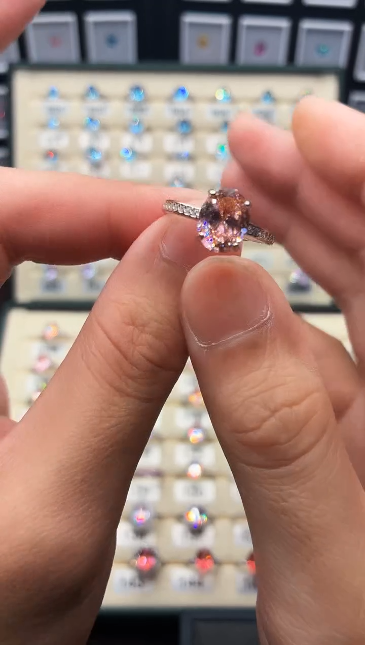 戒指彩色蓝宝石银S925镶嵌0005