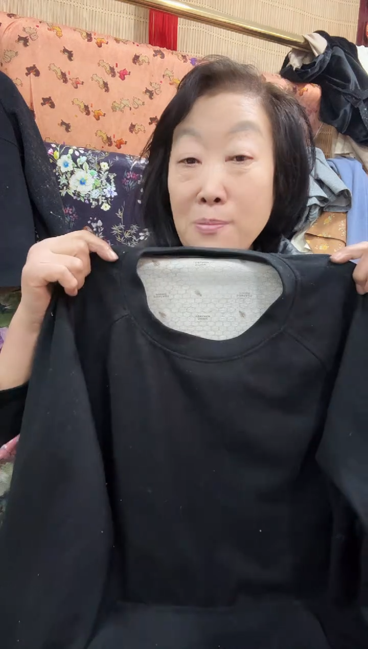 大码双向石墨烯女款没有帽没有刺绣黑色卫衣裁片一件大码