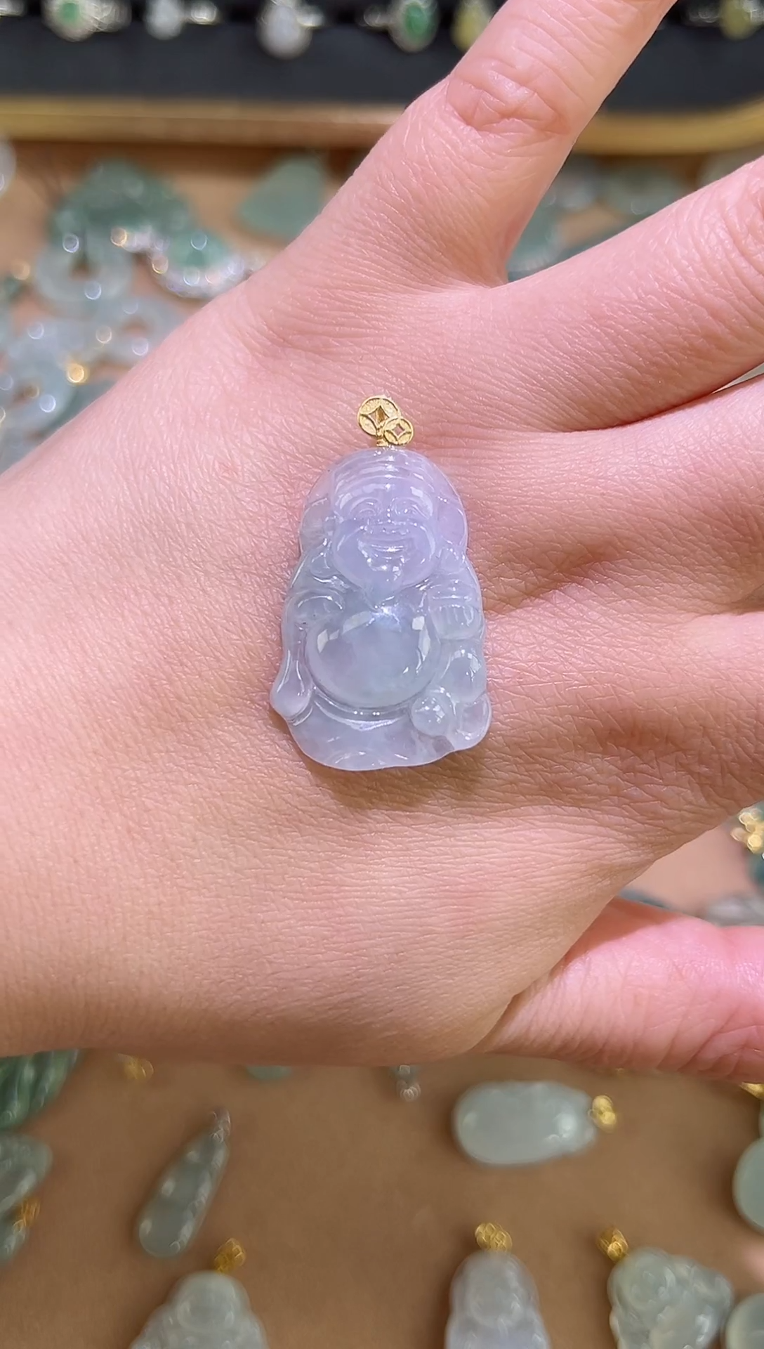 【闪购商品】翡翠颈饰18K金镶嵌财神