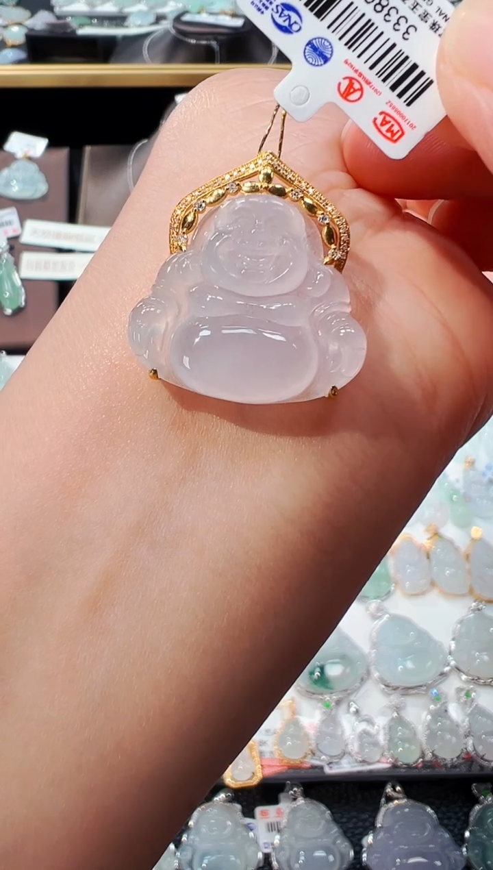 【闪购商品】翡翠吊坠(不含链)18K金镶嵌佛公吊坠639