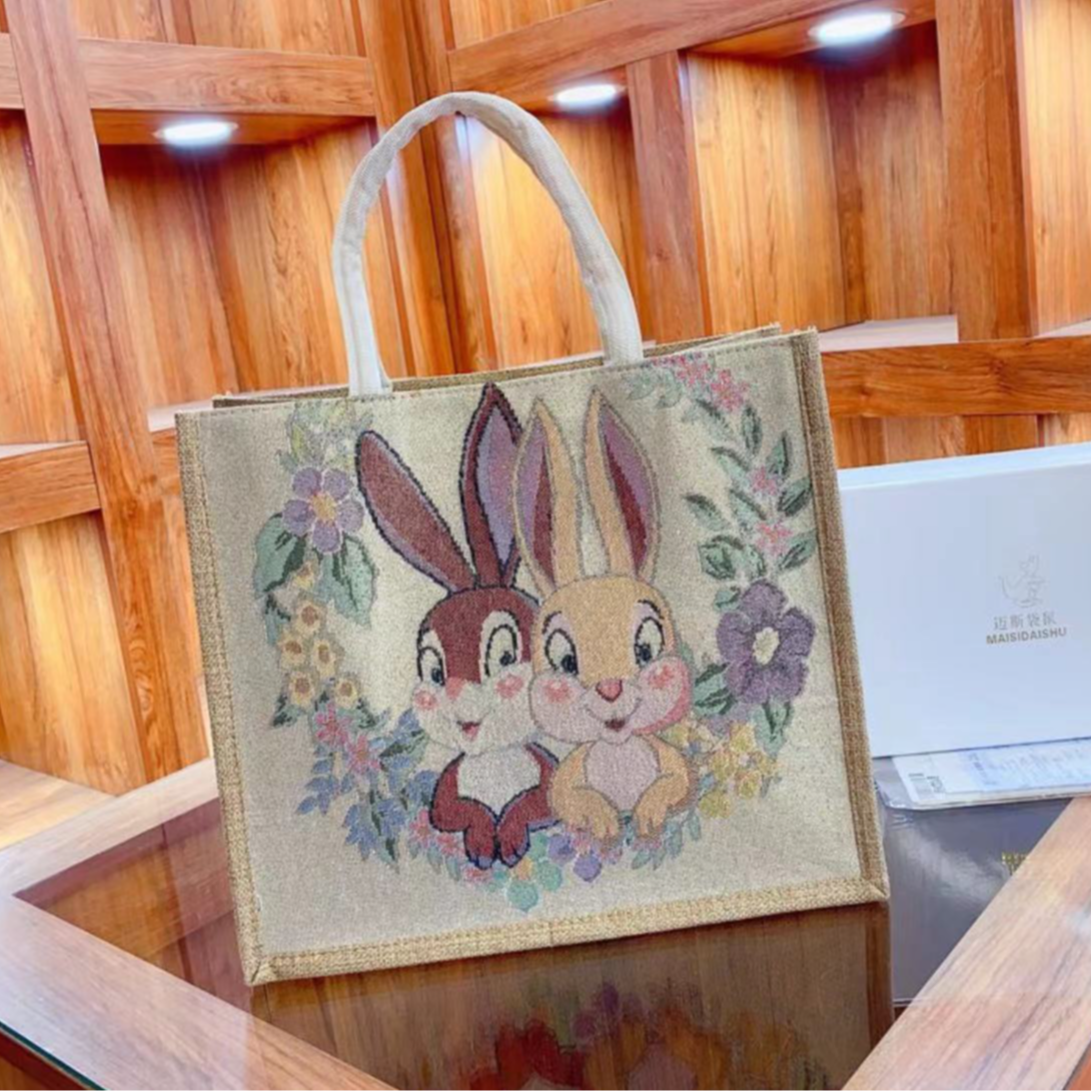 新款高级感时尚百搭手提单肩托特包三兄弟小兔子布袋