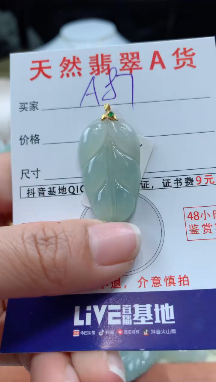 【闪购商品】翡翠颈饰18K金镶嵌天然缅甸a货翡翠