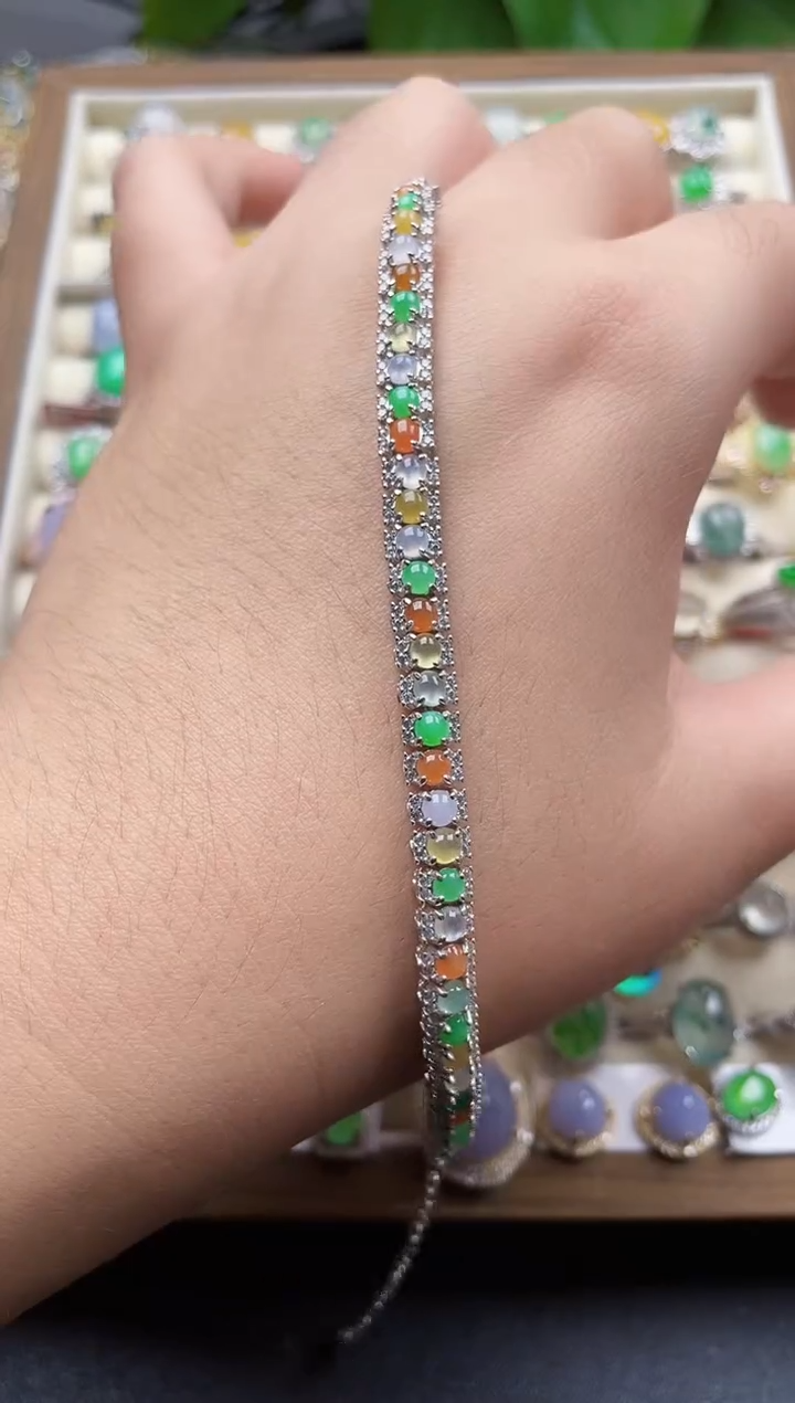 银S925镶嵌手链翡翠147