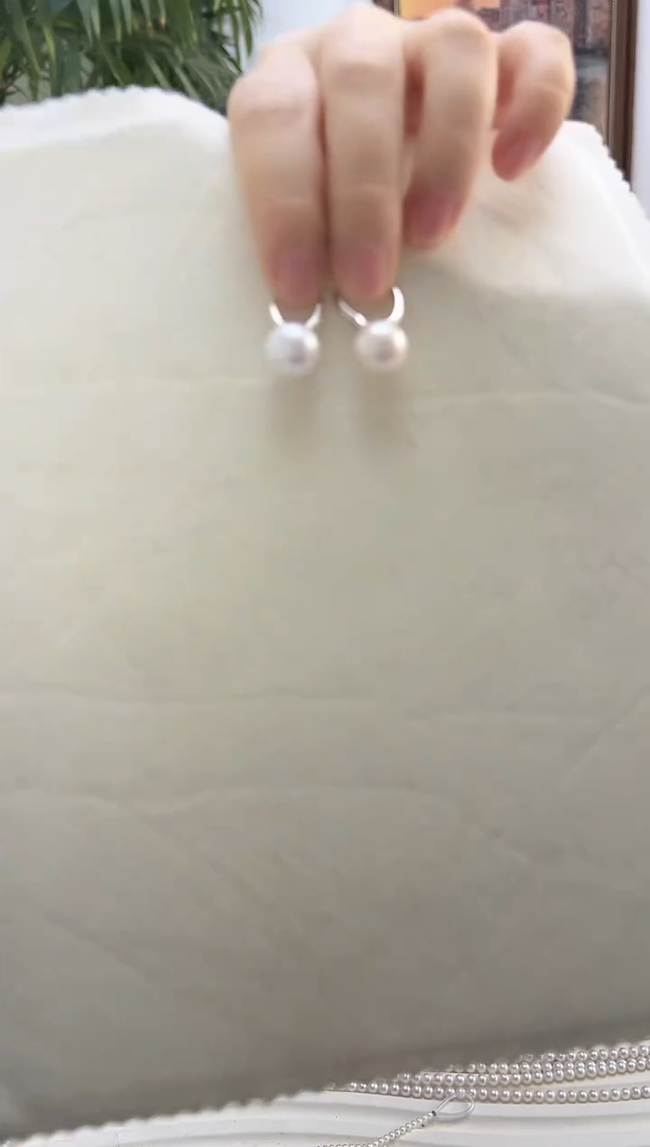 银S925镶嵌耳饰淡水珍珠冬11-12水桶