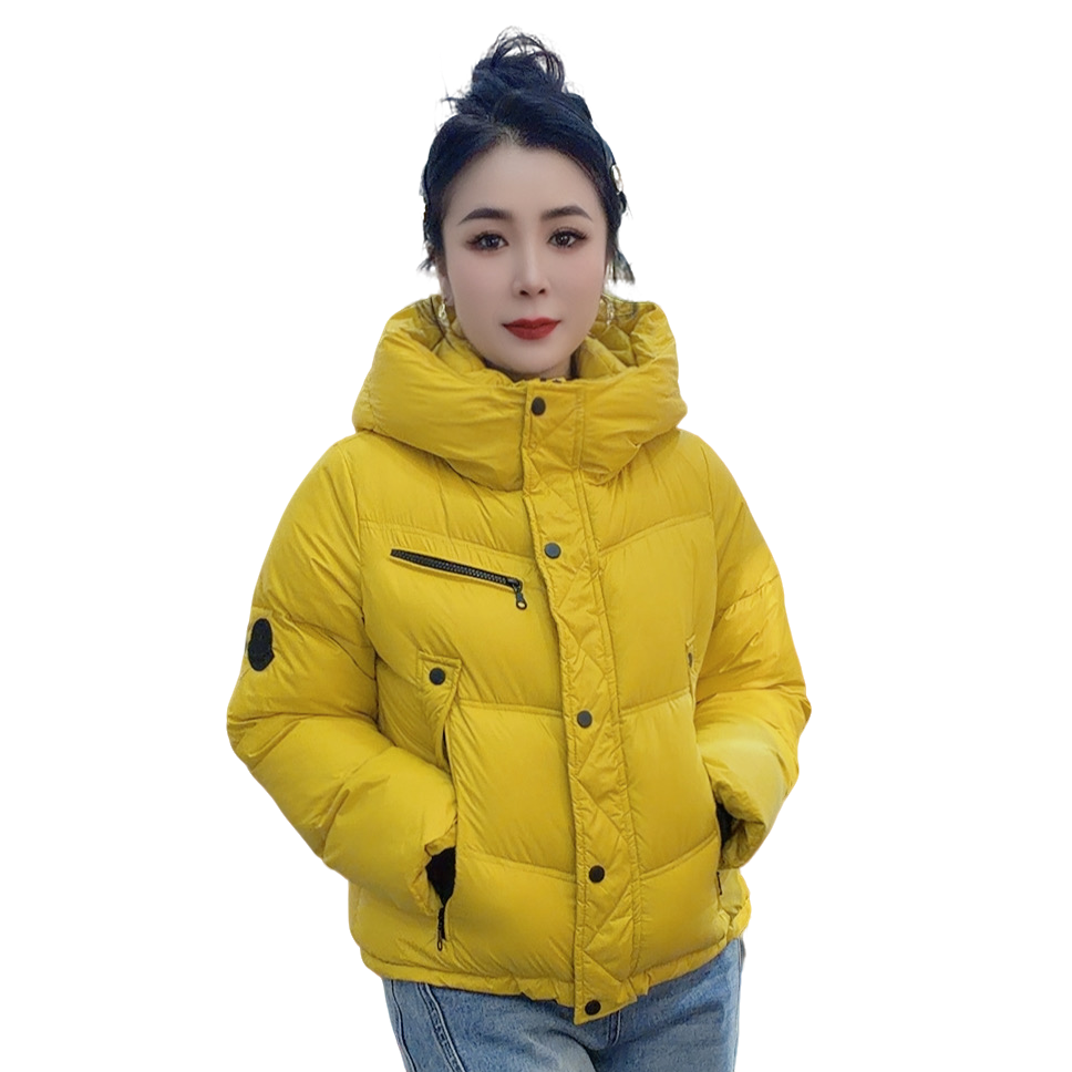 莉丽佳292款女装长袖连帽防风袖口兜拉链加厚款棉服外套修身洋气0