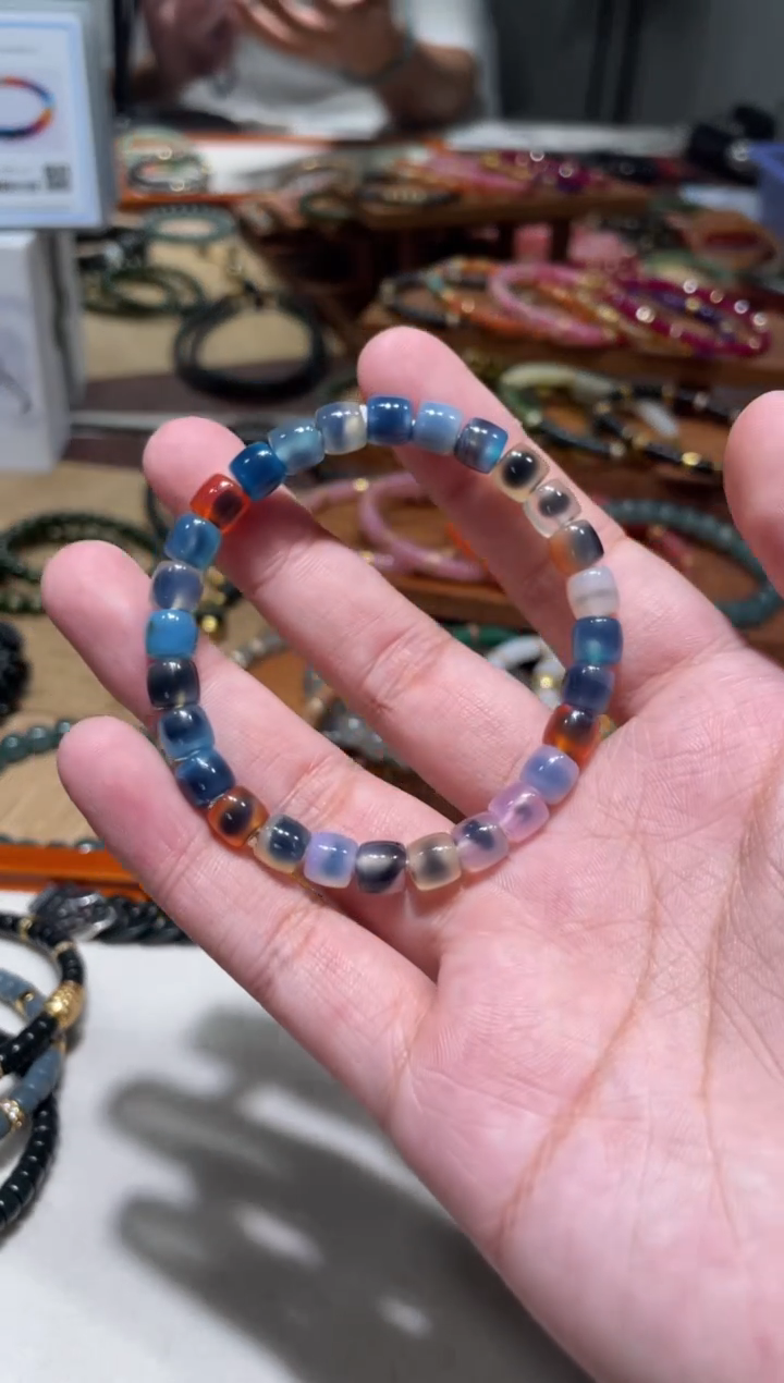 未镶嵌手串玛瑙/玉髓7mm直切彩糖心玛瑙手串素圈