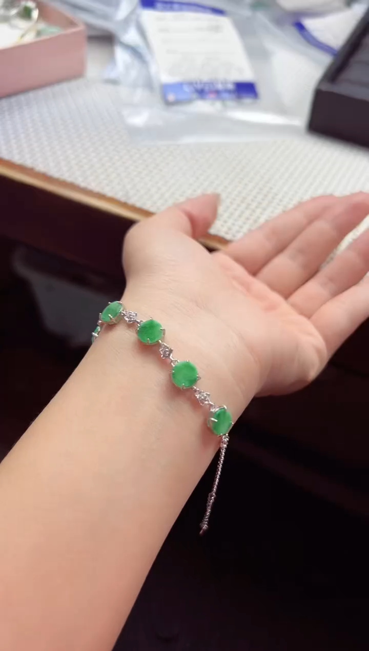【闪购商品】翡翠手链银S925镶嵌手链