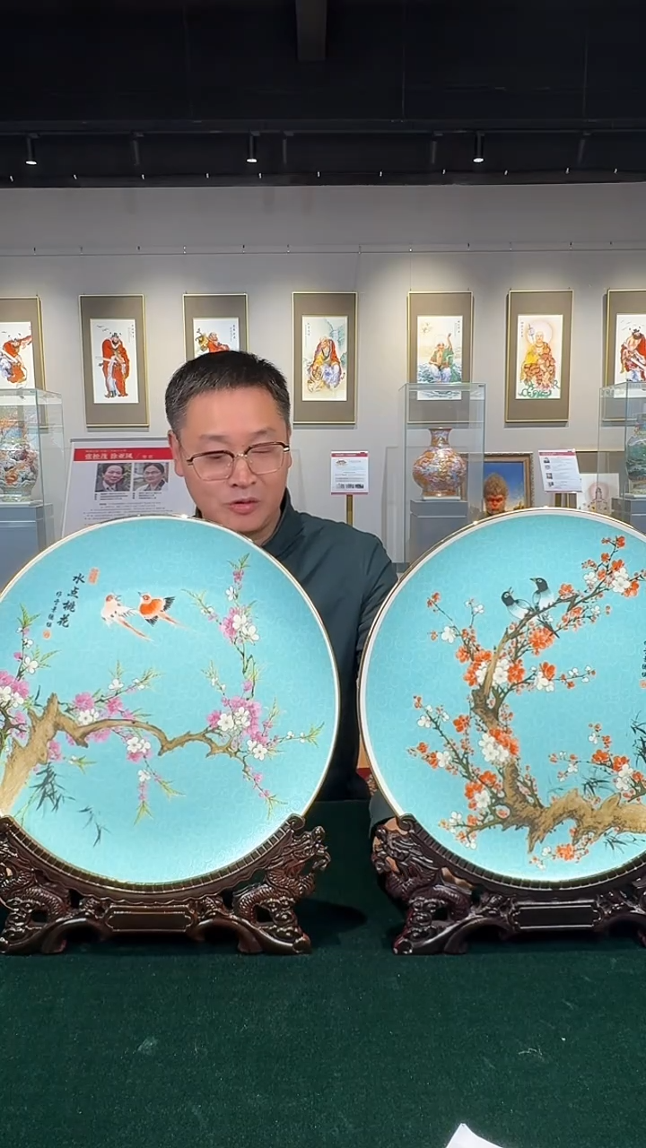 摆件陶赏盘--一对景德镇陶瓷景德镇陶瓷