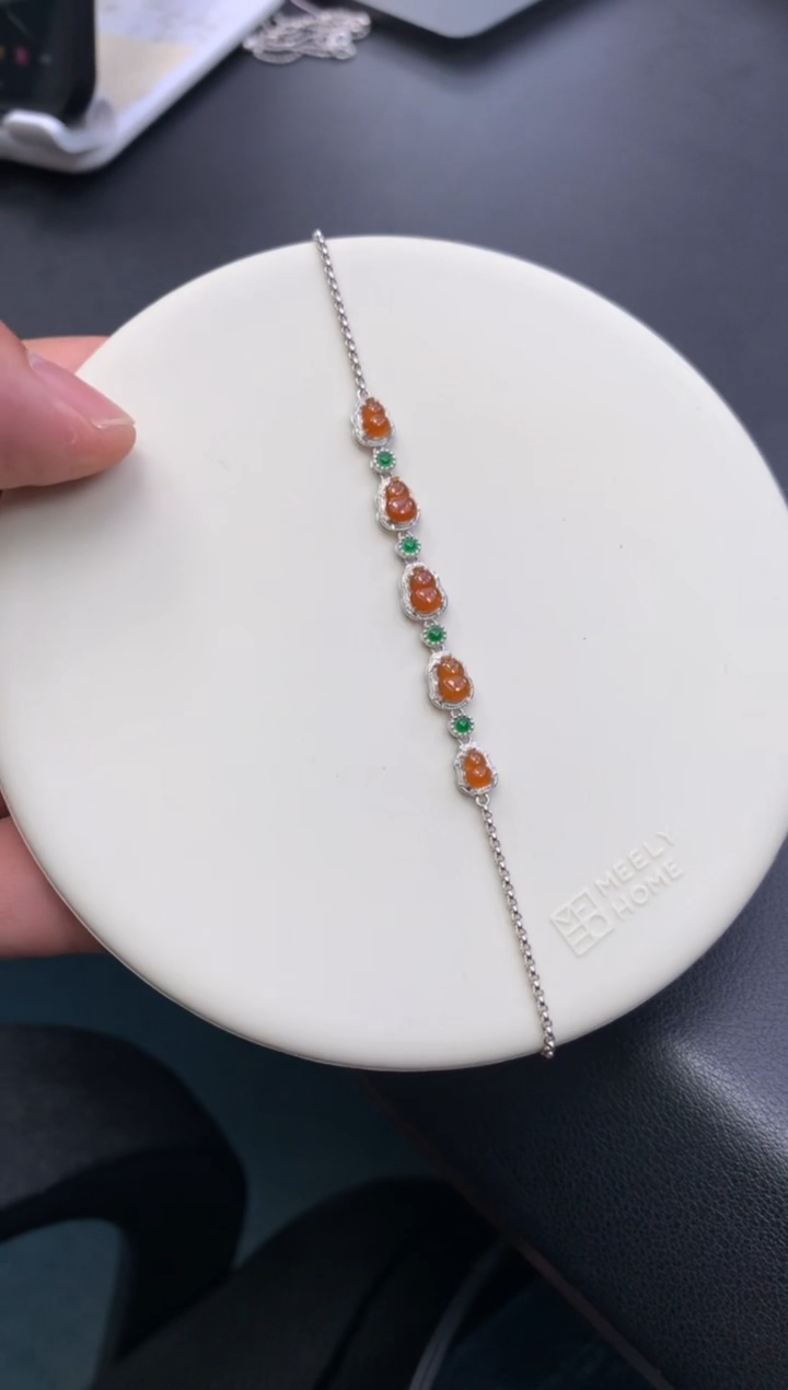 颈饰18K金镶嵌翡翠48小时鉴赏期 退货不扣服务费