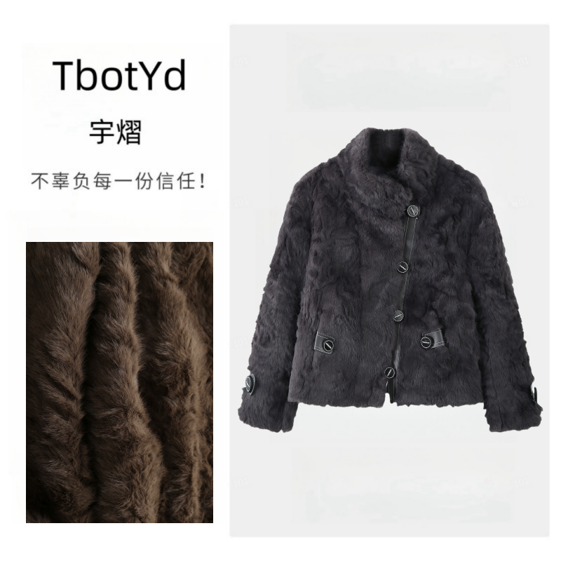 2024冬季轻奢新款女时尚气质韩版百搭翻领短款毛毛外套