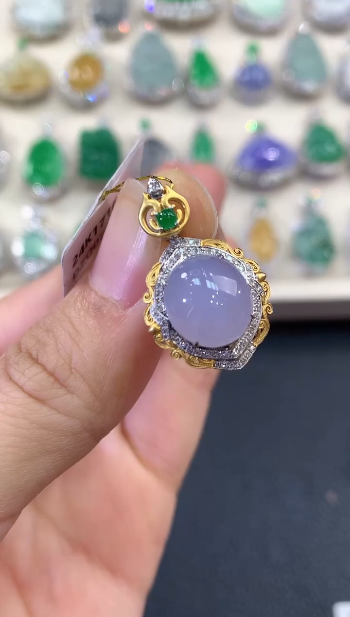 【闪购商品】翡翠吊坠(不含链)18K金镶嵌D22  有色差