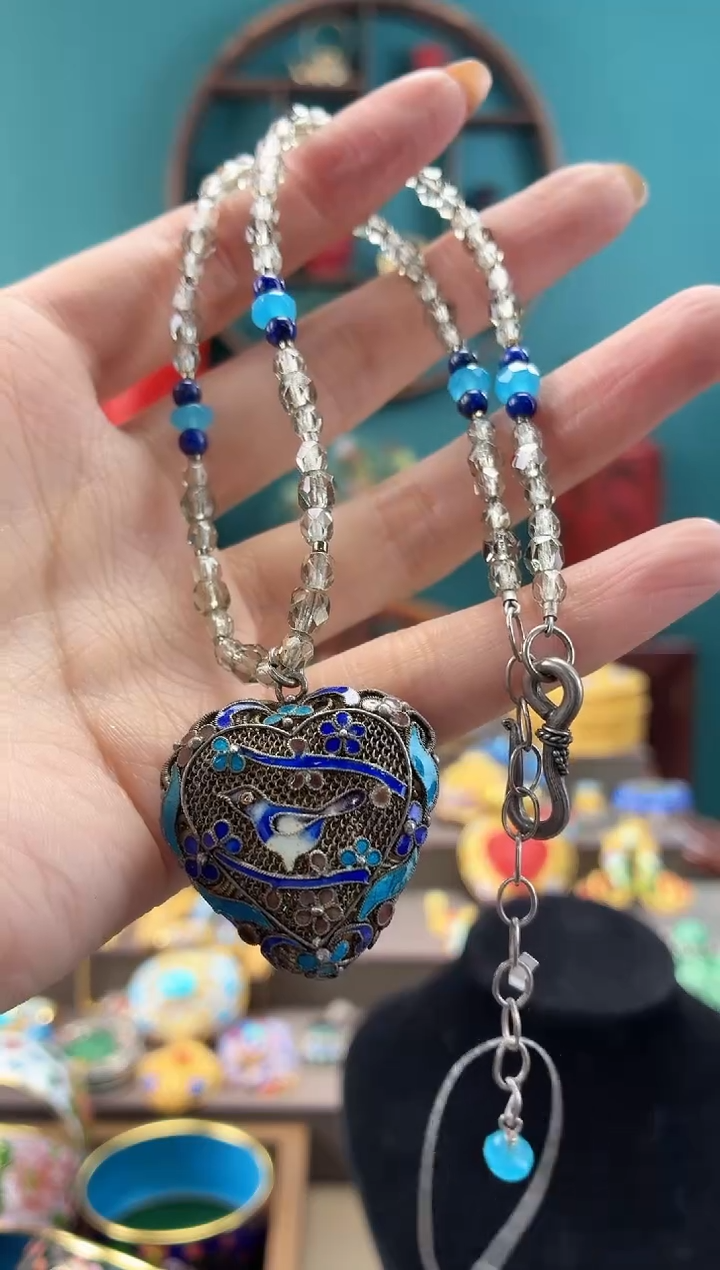 非遗手工花丝镶嵌吊坠项链