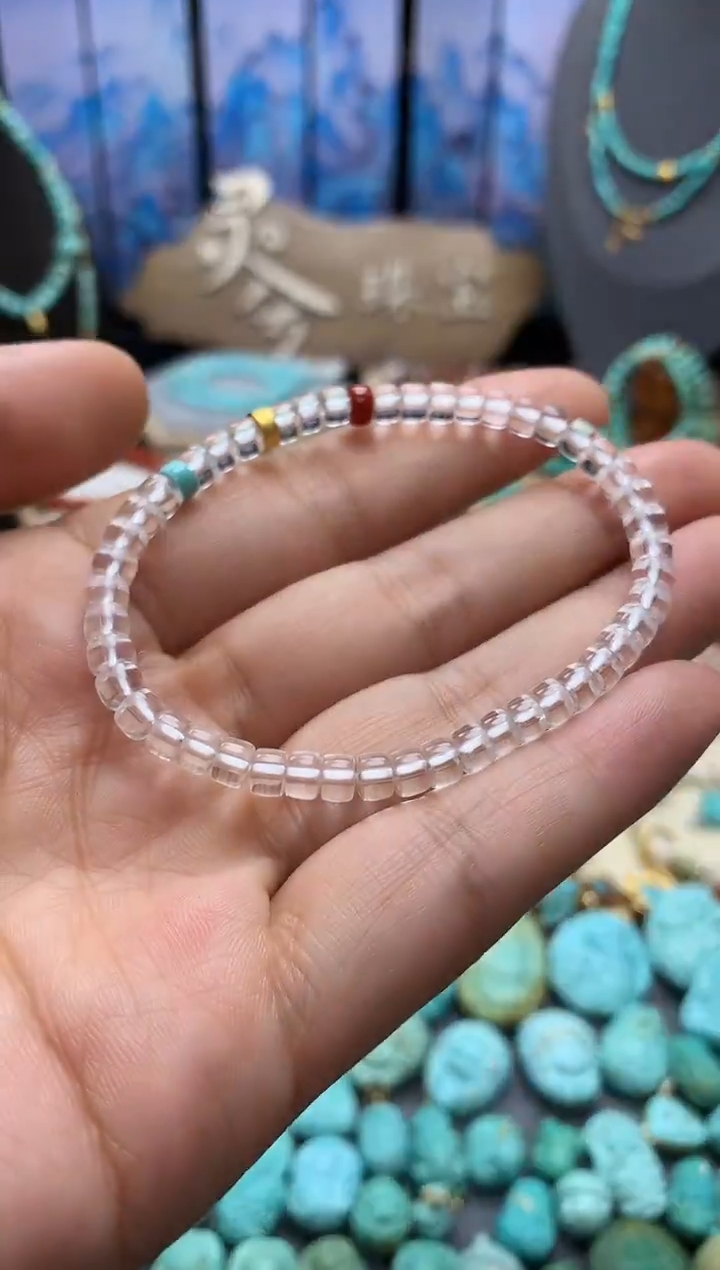 【闪购商品】水晶手绳18K金镶嵌直切手链