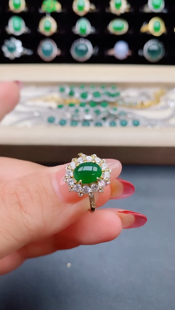 【闪购商品】翡翠戒指银S925镶嵌58005