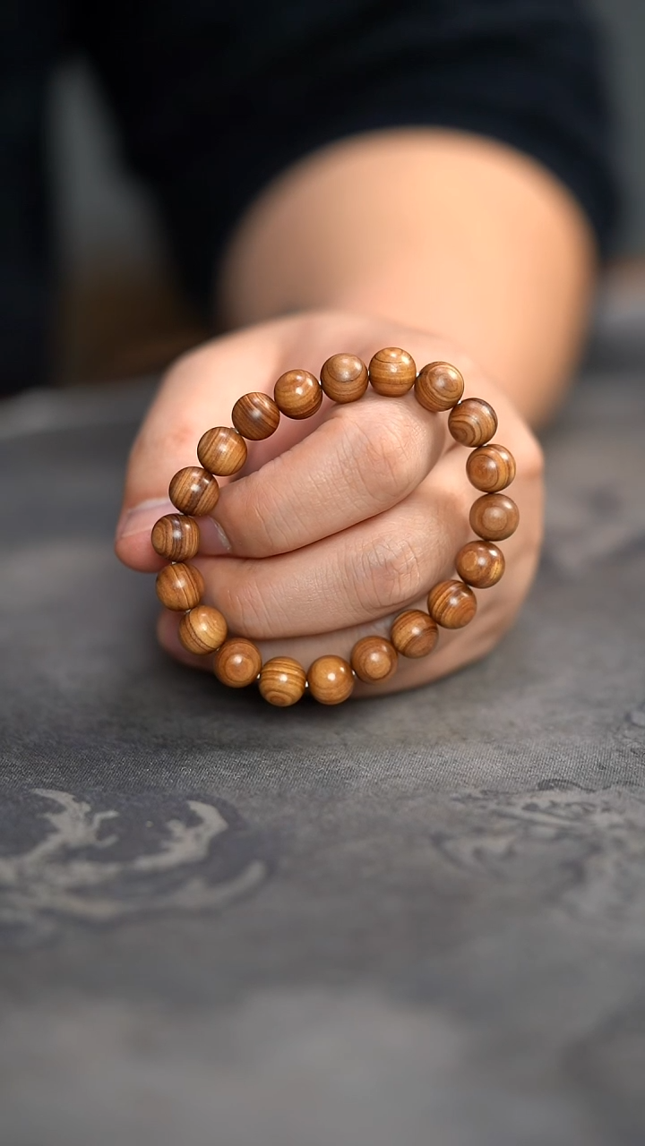 【闪购商品】檀香木手串/手链老山檀虎皮纹1.0圆珠单圈