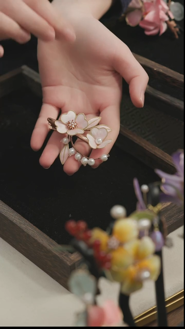 刺绣【福利】湘传礼 桑蚕丝 非遗绒花发夹