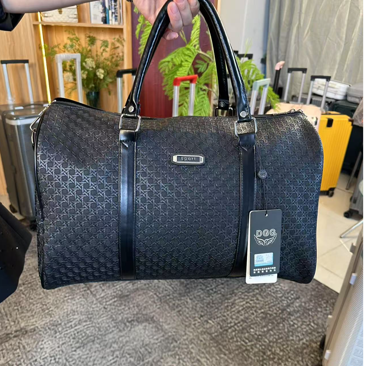 纯色欧美时尚印花可折叠旅行包单肩衣物包休闲便携