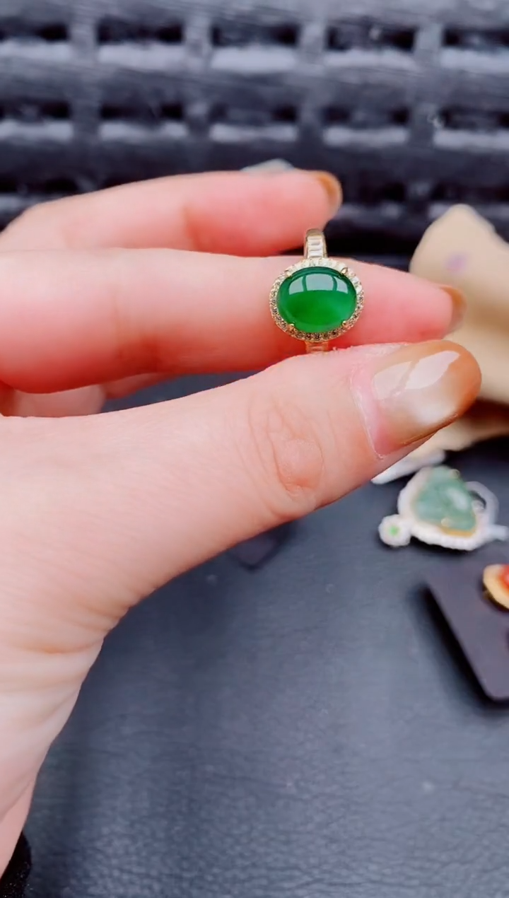 【闪购商品】翡翠戒指银S925镶嵌天然a货翡翠1197
