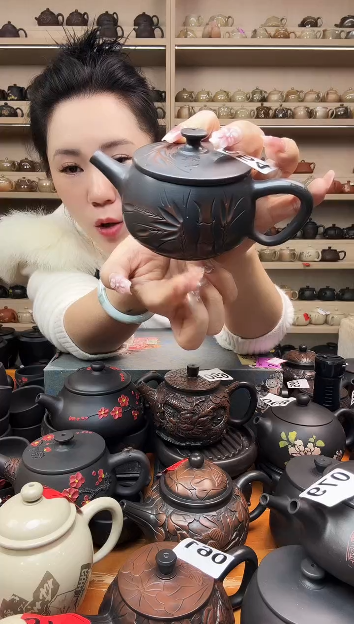 壶瑕疵无礼盒半雕竹子汉瓦 054