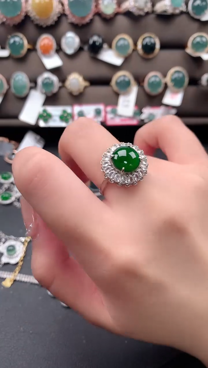 【闪购商品】翡翠戒指银S925镶嵌52141