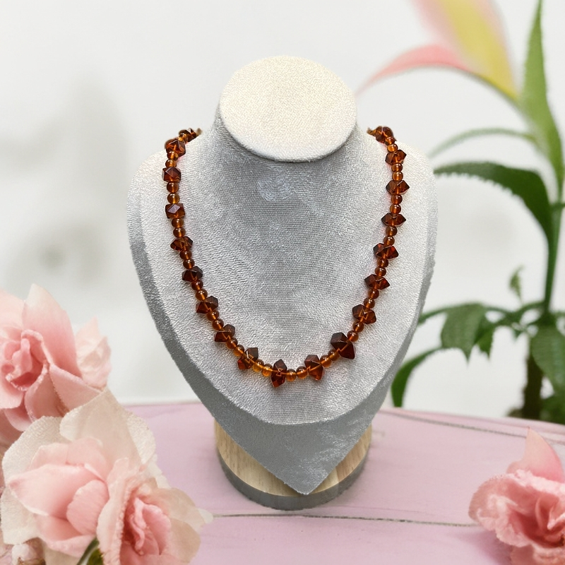 抚顺琥珀 八棱项链-豆油红