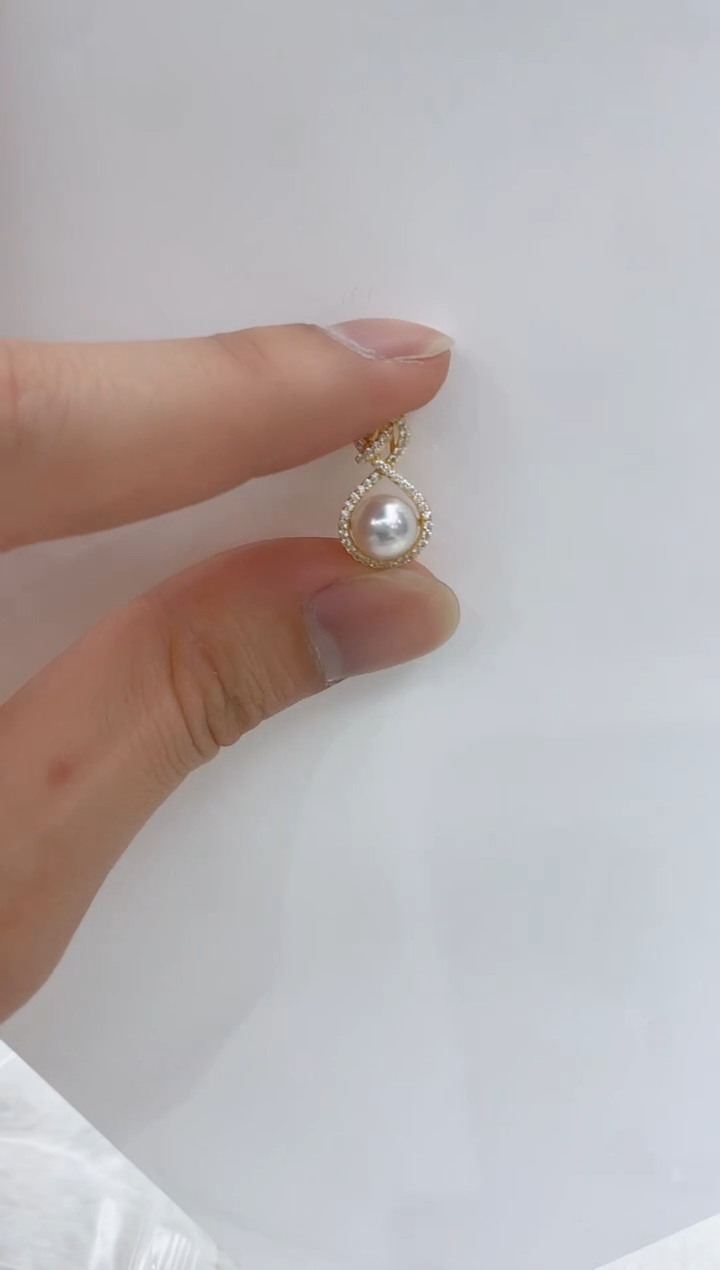 【闪购商品】海水珍珠吊坠(不含链)银S925镶嵌海水珍珠吊坠