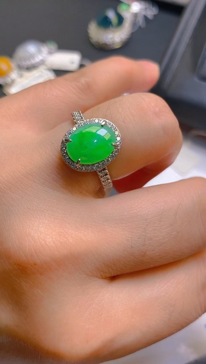 【闪购商品】翡翠耳饰银S925镶嵌天然A货翡翠1