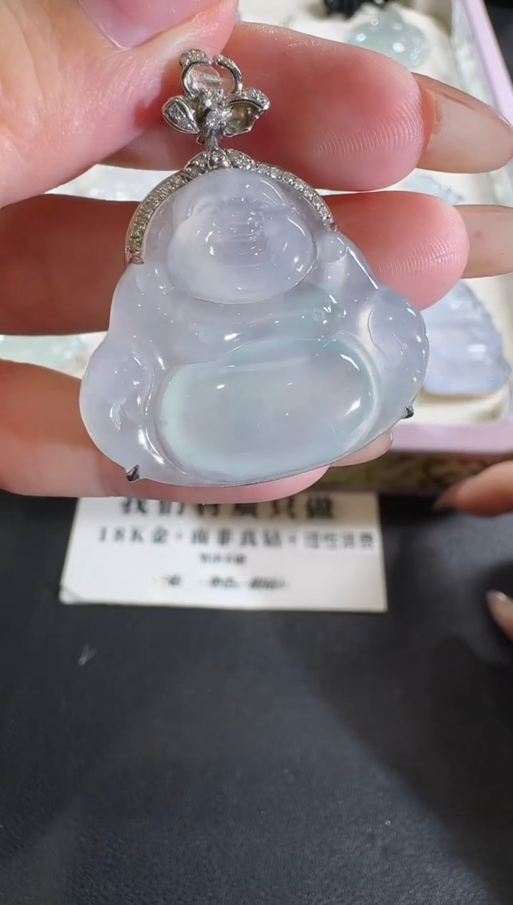 【闪购商品】翡翠吊坠(不含链)18K金镶嵌【源头工厂】钻石镶嵌