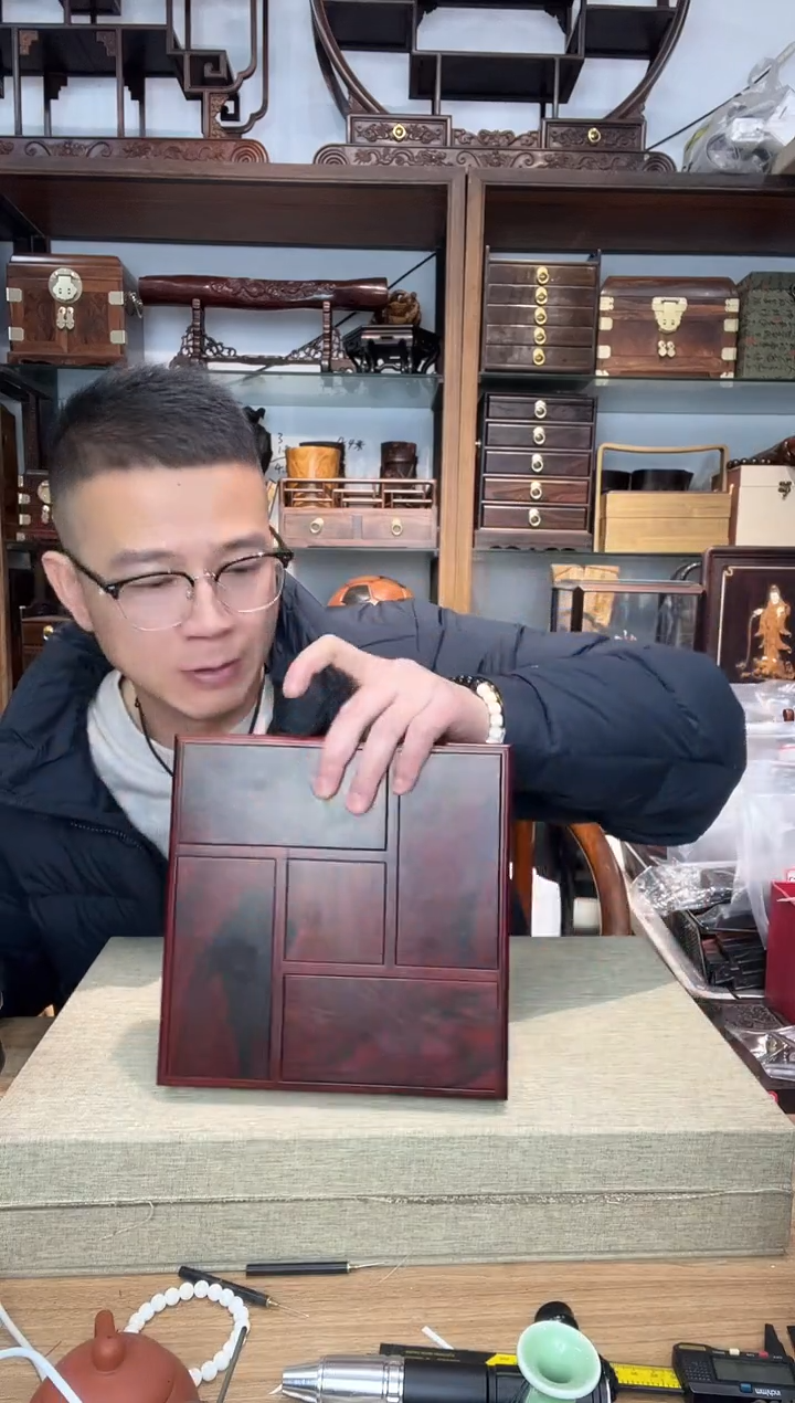 乌木类书架042微凹22公分万字盒