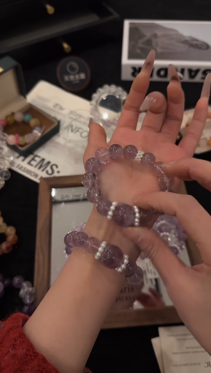 合金手链水晶紫兔毛x3643