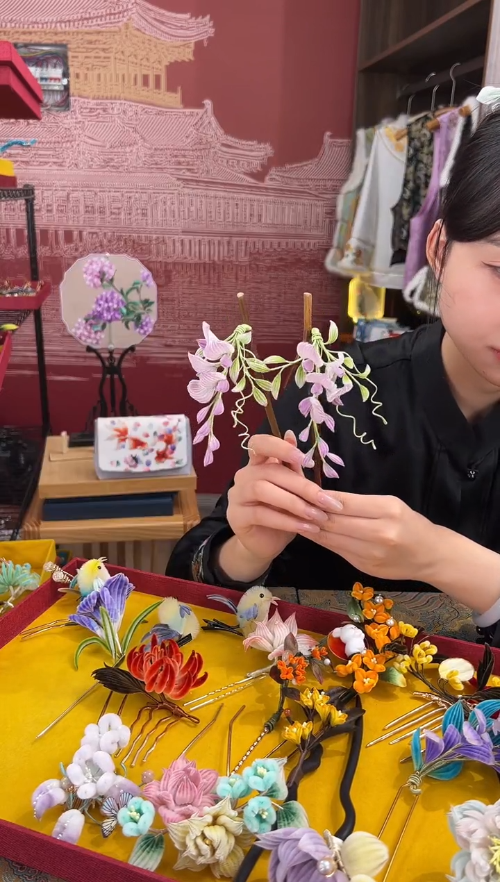 【闪购商品】刺绣 非遗绒花（发饰）