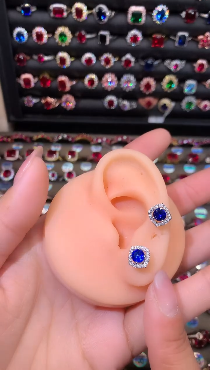 【闪购商品】蓝宝石耳饰银S925镶嵌1