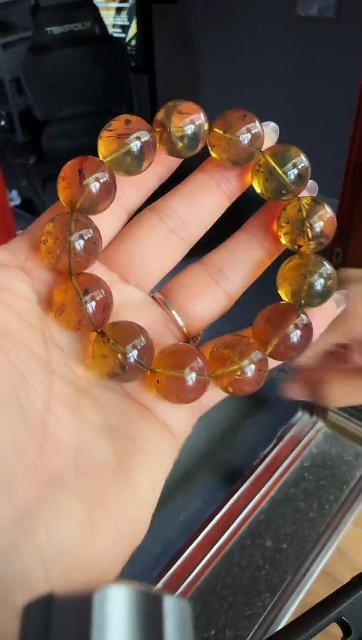 手串琥珀未镶嵌#25缅甸琥珀金翁珀手串17mm