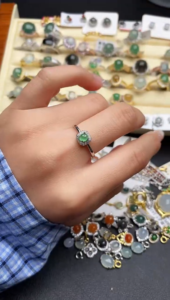 【闪购商品】翡翠戒指银S925镶嵌2222222222+8