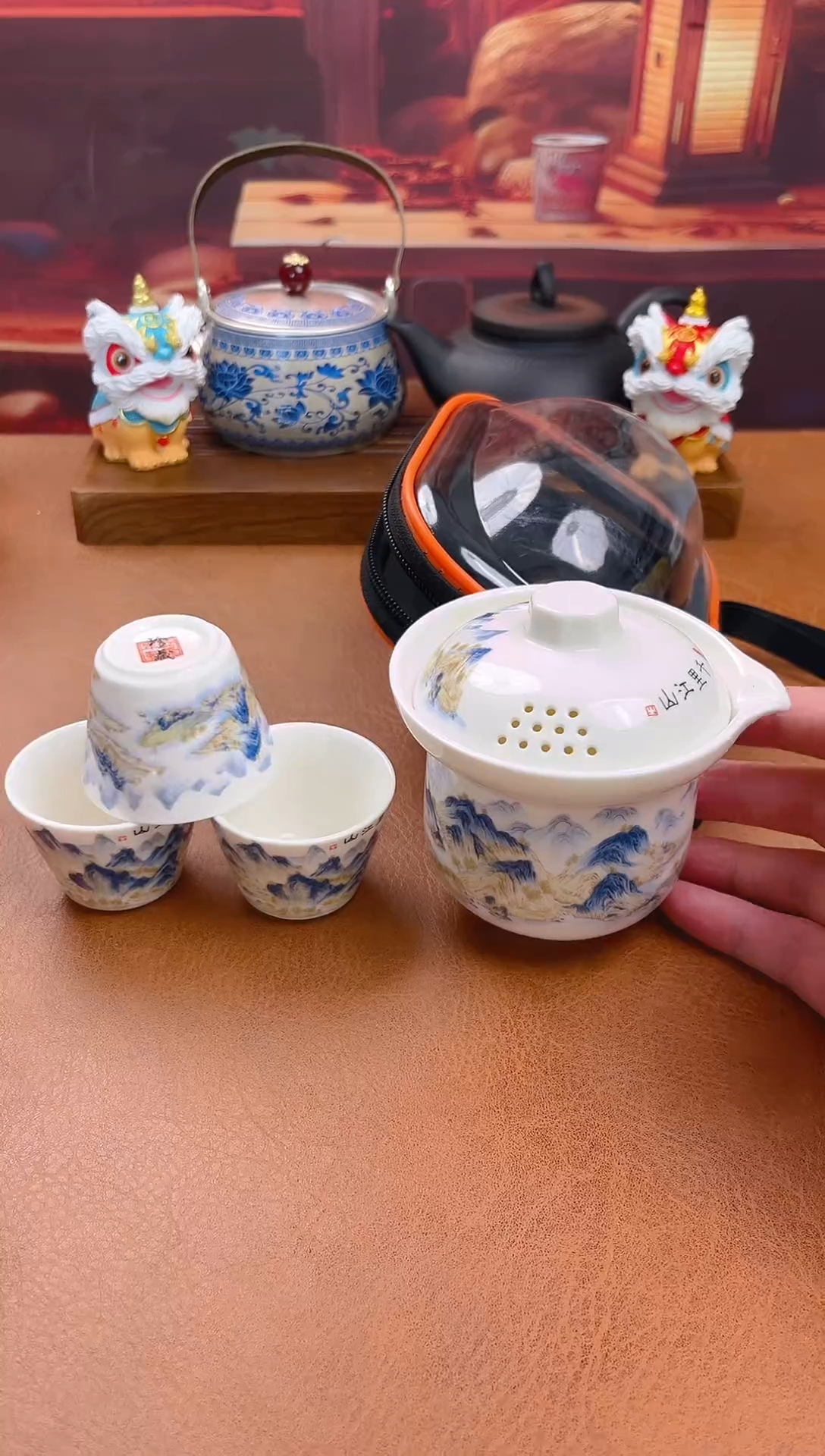 陶瓷茶具摆件旅行套组