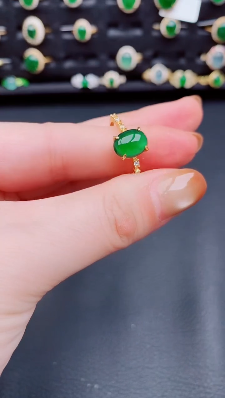 【闪购商品】翡翠戒指银S925镶嵌天然a货翡翠128