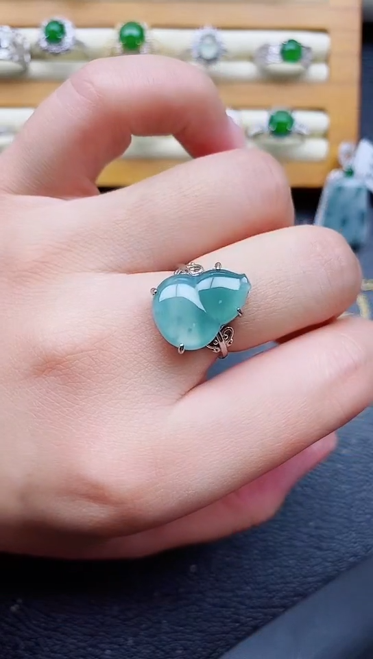 银S925镶嵌戒指翡翠1