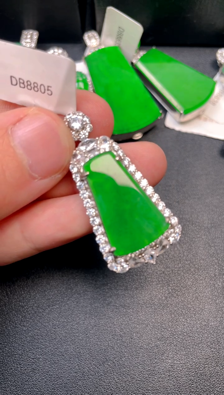 吊坠(不含链)银S925镶嵌翡翠吊坠